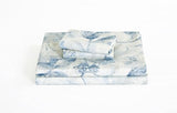 Chezmoi Collection Monica 3-Piece Tropical Floral Bed Sheet Set - Blue Gray White Textured Floral Printed Microfiber 14-Inches Deep Pocket Sheets & Pillowcases Set, Twin Chezmoi Collection