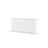 Sleek 6 Drawer Double Dresser in White by FurniFact, Ideal for Maximizing Storage in Compact Living Areas While Enhancing Decor Furnifact