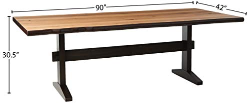 Coaster Home Furnishings Bexley Burnham Live Edge Dining Table with Trestle Base Natural Honey and Smokey Black - WoodArtSupply