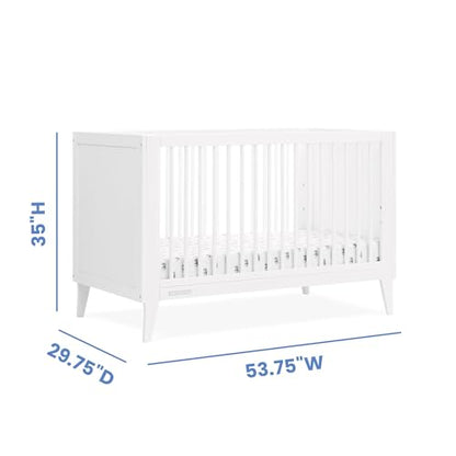 Delta Children Ollie 4-in-1 Convertible Crib - Greenguard Gold Certified, Bianca White - WoodArtSupply