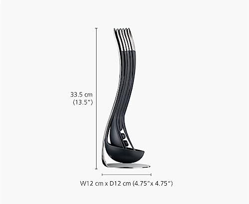 Joseph Joseph Nest 5 Compact Stacking Utensils kitchen tool set with magnetic storage stand, organization, dishwasher safe - Black/Stainless Steel Joseph Joseph