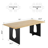 71" Long Dining Table for 6-10 People - Kitchen Table with Extra Thickened Tabletop & Heavy Duty Base Legs, Modern Rectangular Dinner Table for Kitchen, Conference Room, Home, Natural + Black Garvee