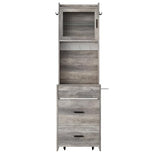 Karl home 3 in 1 Vanity Desk with Fold-up Panel Lighted Mirror, Small Vanity Table Set with Hidden Storage Stool Charging Station for Bedroom, Compact Corner Vanity Set with Storage Cabinet, Gray Karl home