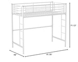 Walker Edison Timothee Urban Industrial Metal Twin over Loft Bunk Bed, Twin Size, White Walker Edison