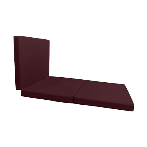 D&D Futon Furniture Trifold Foam Beds, Floor Tri-Fold Bed, Foldable Shikibuton Mattress Cushion Topper Mat for Space Saving Sleepover 3x27x75 in, Burgundy D&D Futon Furniture