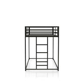 Furniture of America Dravenor Modern Metal Twin Over Twin Low Profile Bunk Bed with Reversible Ladder and Twnty-Two Slats, No Box Spring Required, for Kids, Bedroom, Dorm, Black Furniture of America