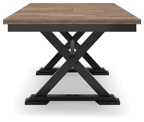 Signature Design by Ashley Wildenauer Dining Extension Table, 78" W x 40" D x 30" H, Black & Dark Brown - WoodArtSupply