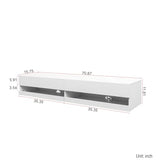 LED Floating TV Stand for 75 inch TV, Modern Wall Mounted TV Shelf with Light String for 55 65 75 Inch TV, Elegant Entertainment Center Equipped with Power Outlet, Front High Gloss TV Console White Banzeem