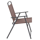 Flash Furniture Nantucket 6-Piece Patio Dining Set with Glass Table, 4 Folding Chairs, and Umbrella, Outdoor Patio Set, Brown Flash Furniture