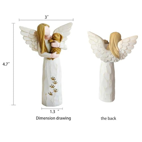 Waifugal Dog Memorial Gifts for Loss of Dog, Pet Memorial Gifts, Resin Angel Statues,Sculpting Angels，Pet Sympathy Gifts(White) Waifugal