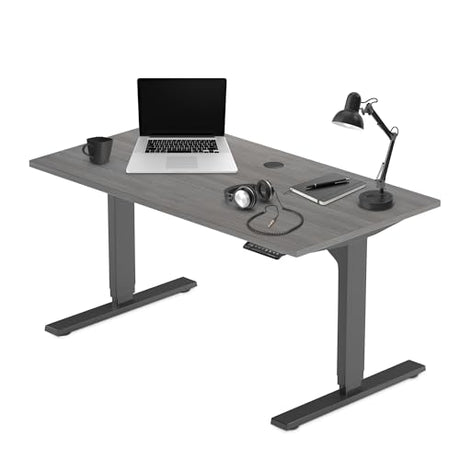 Progressive Desk Stand Up Height Adjustable Electric Standing Desk - 48" x 30" with Dual Motor, 3 Stages Sit Stand Table - Gray Oak, Black Frame Progressive Desk