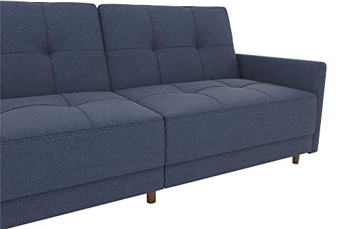 DHP Andora 76 Inch Futon Sofa Bed, Modern Upholstered Couch Sleeper with Button Tufted Back and Seat, Navy