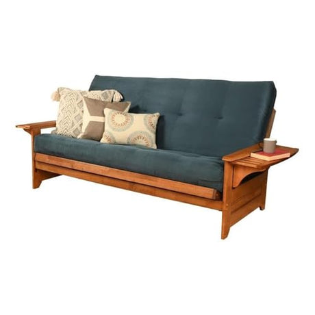 Kodiak Furniture 75" Traditional Full-Size Suede Fabric Futon Mattress with Coil Hinged Innerspring Unit, Foam Construction, Tufted Cover, in Blue Finish, Frame Not Included Kodiak Furniture