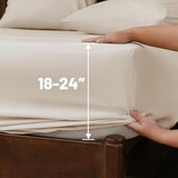 Overket Extra Deep Pocket King Sheets 18-24 Inch 100% Egyptian Cotton 1000 Thread Count Sateen Weave Soft Breathable 4 Pieces（King，Linen） Overket