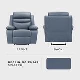Lexicon 41" W Manual Reclining Chair, Top Grain Leather Match Recliner, Home Theater Seating, Wall Hugger Recliner, Manual Reclining Sofa Chair for Living Room/Office/Apartment, Blue