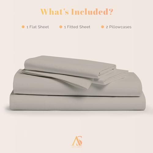 Ashton Sheets 100% Egyptian Cotton Sheets Full Size - 800 Thread Count 4 PC Deep Pocket Full Size Sheets Set, Silky Soft Cooling Sateen Weave Luxury Hotel Sheets, Fits Mattress Upto 18" - Taupe Ashton Sheets