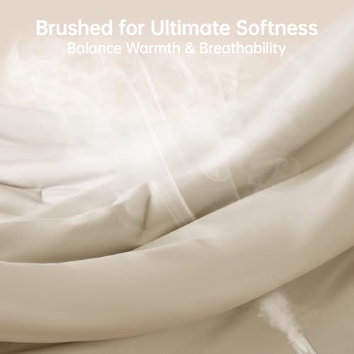 MUXHOMO Full Comforter Sets, All Season Ultra Soft Down Alternative Bedding - 3 Piece Lightweight Bed Set Includes 1 Comforter (82"x86") and 2 Pillow Shams (20"x26"), Linen MUXHOMO