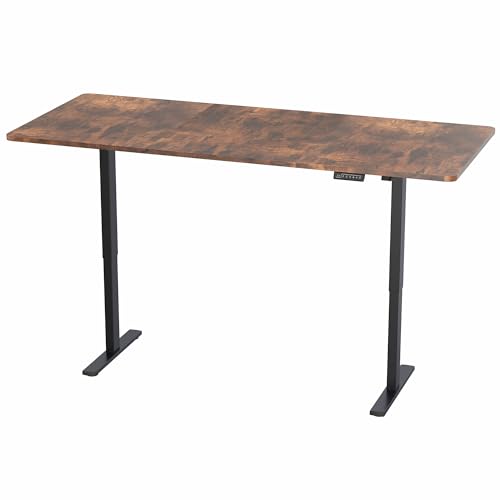 VIVO Large Electric 83 x 30 in Standing Desk, Memory Height Adjustment, 1B Series, Holds 220 lbs, Rustic Vintage Brown Top Black Frame, DESK-KIT-1B8N VIVO
