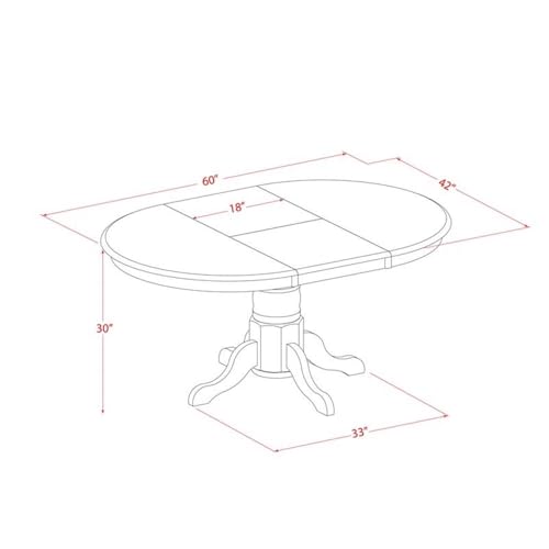 East West Furniture KENO7-BCH-W 7 Piece Dining Room Furniture Set Consist of an Oval Kitchen Table with Butterfly Leaf and 6 Dining Chairs, 42x60 Inch, Black & Cherry East West Furniture