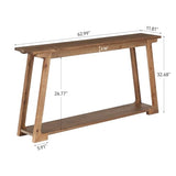 TRIBEWOOD Solid Wood Console Table, 63-Inch Long Couch Table Behind Sofa with 2-Tier Storage, Narrow Entryway Accent Furniture for Living Room, Hallway, Entrance, Foyer (Natural) TRIBEWOOD