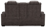 Signature Design by Ashley Hyllmont Power Reclining Loveseat with Center Console, Weathered Gray Signature Design by Ashley