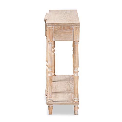 Baxton Studio Hallan Classic and Traditional French Provincial Rustic Whitewashed Oak Brown Finished Wood 3-Drawer Console Table Baxton Studio