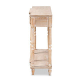 Baxton Studio Hallan Classic and Traditional French Provincial Rustic Whitewashed Oak Brown Finished Wood 3-Drawer Console Table Baxton Studio