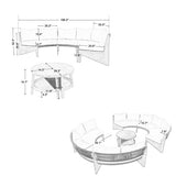 NCKMYB Curved Outdoor Sofa Round Patio Furniture for 6 Persons, 2 Half Moon Outdoor Conversation Set with Coffee Table for Garden Backyard Terrace, Beige NCKMYB