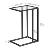 HOOBRO C Shaped End Table Set of 2, Tempered Glass Snack Side Table with Metal Frame, TV Tray Table for Small Space, Sofa Couch and Bed, Modern Style, Black BK03SFP201 HOOBRO