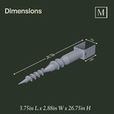 Mayne No Dig Ground Anchor - 3.75in x 2.88in x 26.75in - Includes Lag Bolts (5) & 20″ Rebar (1) - Galvanized Steel (580D) Mayne