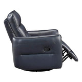 Lexicon Swivel Glider Reclining Chair, Top Grain Leather Match Manual Recliner, Comfy Nursery Glider Recliner, Swivel Reclining Chair for Living Room/Office/Bedroom/Apartment, Dark Blue Lexicon