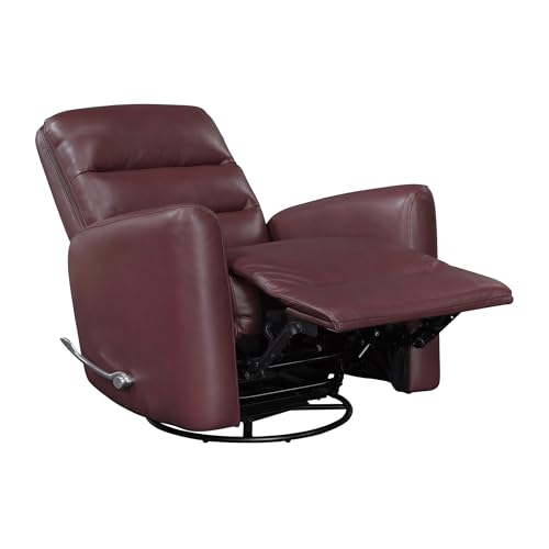 Lexicon Swivel Glider Recliner Chair, Comfy Nursery Glider, Faux Leather Recliner, Manual Reclining Chair for Living Room/Office/Apartment, Red Lexicon