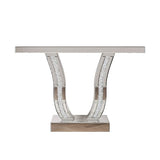 43" Mirrored Console Tables, Modern Silver Entryway Sofa Table with Curved Stone-Inlaid Legs for Living Room, Modern Luxury Accent Table, Hallway Foyer Table, Silver JIJIWANG