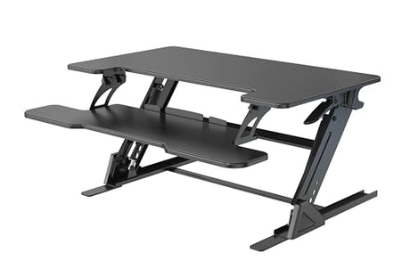 NSY Audio Standing Desk Converter 32 x 24 Inches - Height Adjustable Sit to Stand Riser with Keyboard Tray, Ergonomic Workstation for Home Office, Black NSY Audio