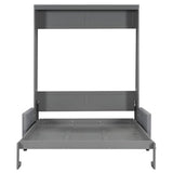 P PURLOVE Queen Wood Murphy Bed with Sofa, Wall Bed Without Slats, No Box Spring Needed (Gray) P PURLOVE