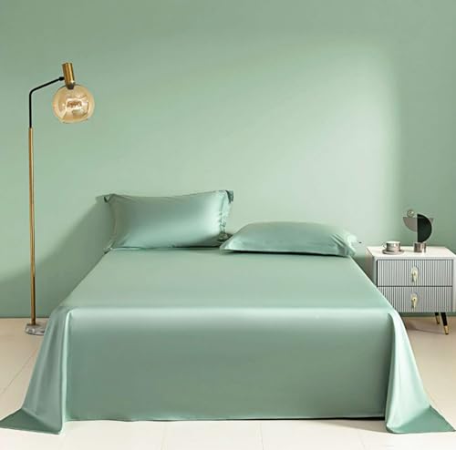 Queen Size Flat Sheet Only, Soft 300 Thread Count 100% Cotton Sheets, Sateen, Cooling & Breathable Bed Sheets, Top Sheet, Flat Sheet Only, Single Flat Sheets Only (Queen, Sage Green) HMACOLOR BEDDING