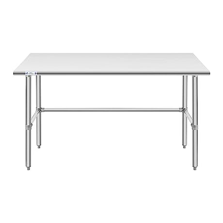 HALLY Open Base Stainless Steel Table 30 x 60 Inches, NSF Commercial Heavy Duty Prep & Work Table with Galvanized Legs for Restaurant, Home and Hotel HALLY SINKS & TABLES H