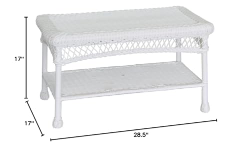 Jeco Inc White Wicker Patio Coffee Table Jeco