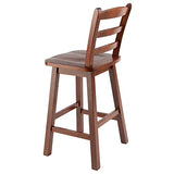 Winsome Scalera Ladder Back Swivel Counter Stool, 24 in, Walnut Finish, Solid Wood Winsome