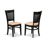 East West Furniture Vancouver Dining Linen Fabric Upholstered Wood Chairs, Set of 2, Black East West Furniture