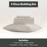 Hearth & Harbor Twin Size Duvet Cover & Bed Sheet Set Linen, 5 Piece Soft Double Brushed Twin/Twin XL Bedding Set, Includes Duvet Cover, Flat Sheet, Fitted Sheet, Pillowcases and Pillow Shams Hearth & Harbor