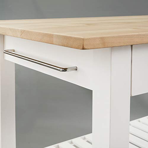 Casual Home Solid Hardwood Top, Natural/White, 40" W (373-91) Kitchen Island, Natural&White Casual Home
