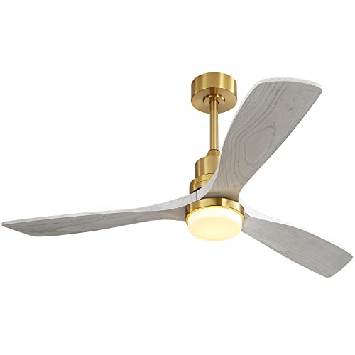 Sofucor 52 Inch Ceiling Fan with Light Remote Control Dimmable LED Light 3 Wood Fan Blades Reversible DC Motor Modern Ceiling Fan for Farmhouse/Patios with 3 Downrods(5 inch/10 inch/24 inch) - WoodArtSupply