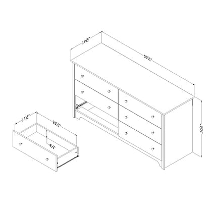 South Shore Vito 6-Drawer Double Dresser, Natural Ash - WoodArtSupply