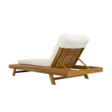 Merax Acacia Wood Chaise Lounge Chair Outdoor Set of 2, Patio Recliner with 4 Position Adjustable Backrest and 4" Thick Four-fold Cushion