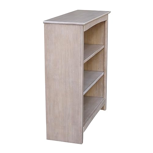 IC International Concepts, Shaker Solid Wood Bookcase, 2 Adjustable Shelves, Solid Real Wood, Sturdy Parawood, Spacious Dimensions 36"H x 28.85"W x 9.84"D, 40 LBS/ Shelf Capacity, Washed Gray Taupe IC INTERNATIONAL CONCEPTS