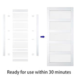 BARNSMITH 32in x 80in Glass Barn Door Slab,5-Panel Frosted Glass Solid Wood Slab with Water-Proof PVC Surface,No Pre-drilled Holes,Door Panel Only,White BARNSMITH