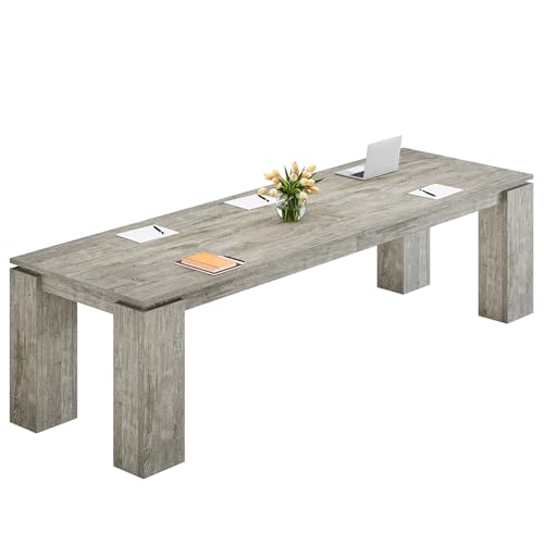 Tribesigns 7 ft Extra Long Conference Table, 86-Inch Office Meeting Room Table, Modern Industrial Rectangle Gray Seminar Desk for 8 (1) Tribesigns