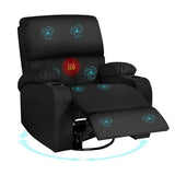 LEVELEVE Rocking Recliner Chair, Massage Rocker Recliner Chair with Vibration Massage and Heat, USB and Type-C Ports,360° Swivel Faux Leather Chairs, Living Room, Bedroom, Nursery, RV, Black
