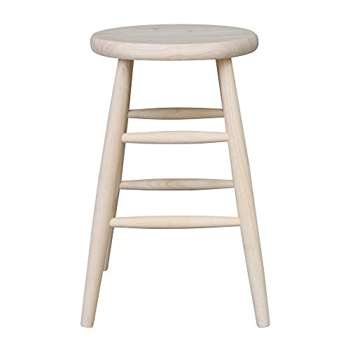 International Concepts 24-Inch Scooped Seat Stool, Unfinished - WoodArtSupply